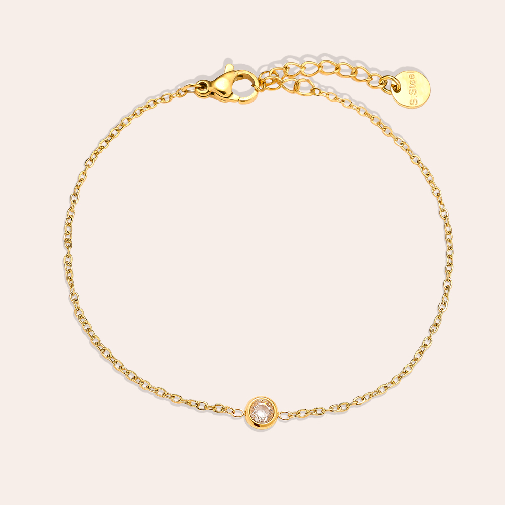 16cm Minimalistisches Zirkonia Edelstahl Armband