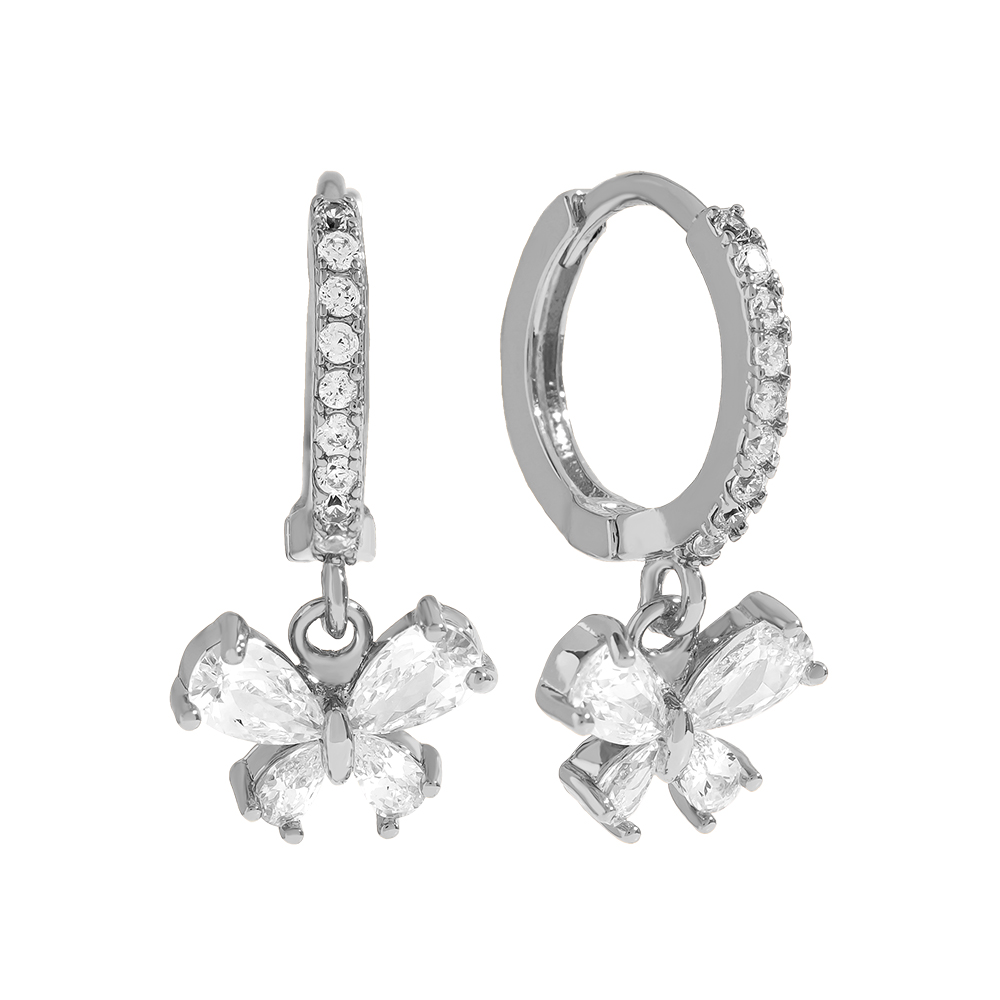 21mm Diamond Butterfly Gold Plated Earrings   