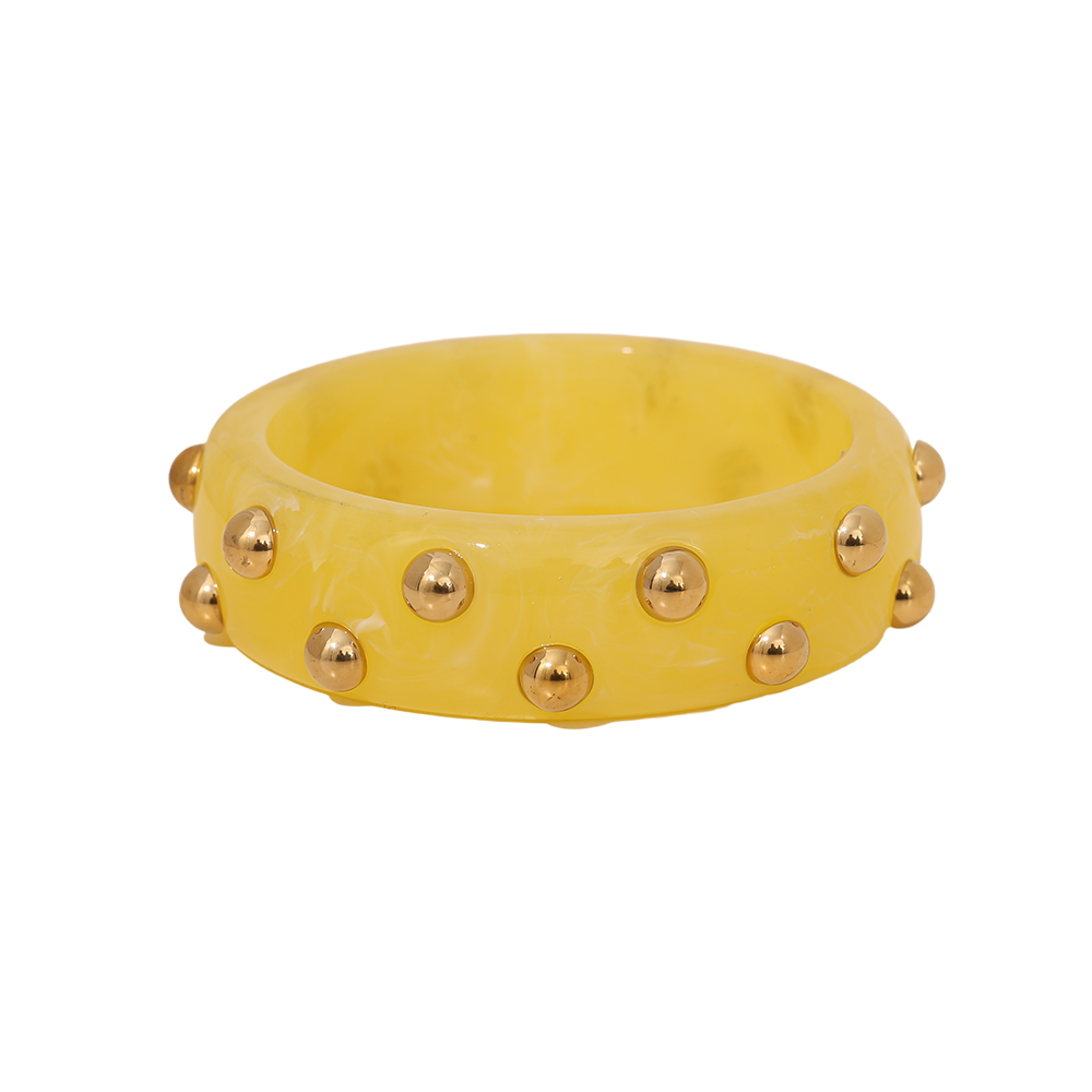 Round Chunky Acrylic With Dots Edelstahl Armreif  