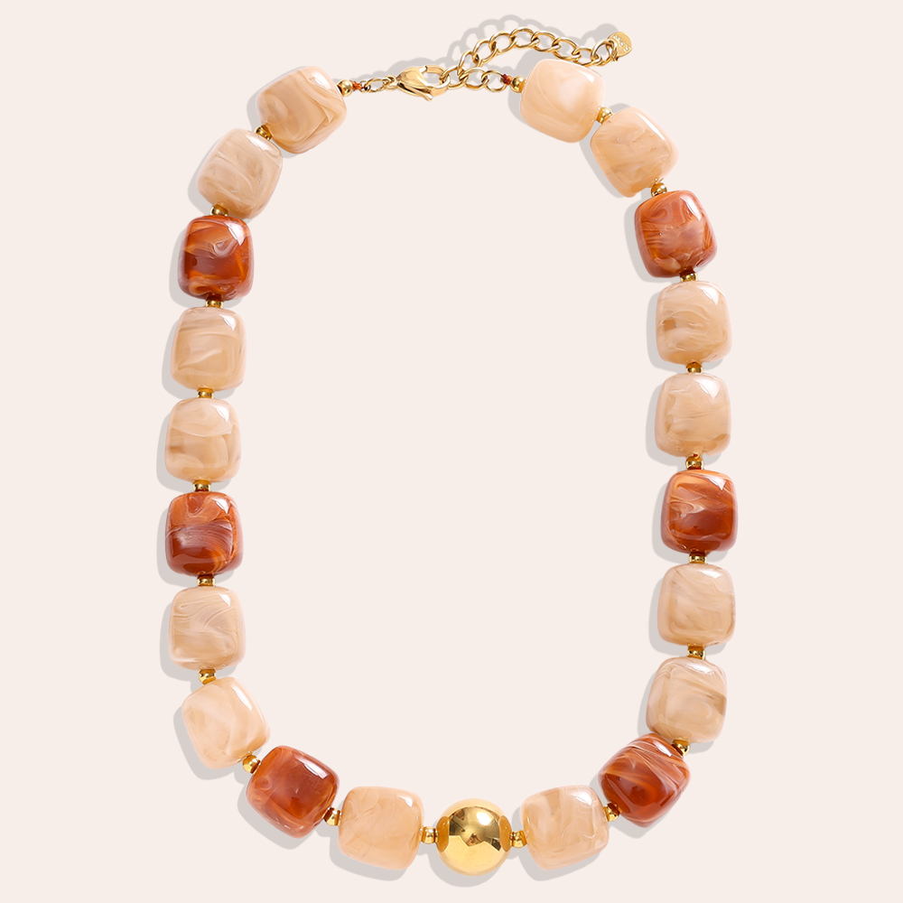 45cm Various Color Chunky Beaded Edelstahl Halskette  