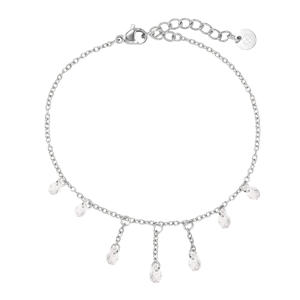 Edelstahl Armband 17cm ropfenförmiger Zirkonia