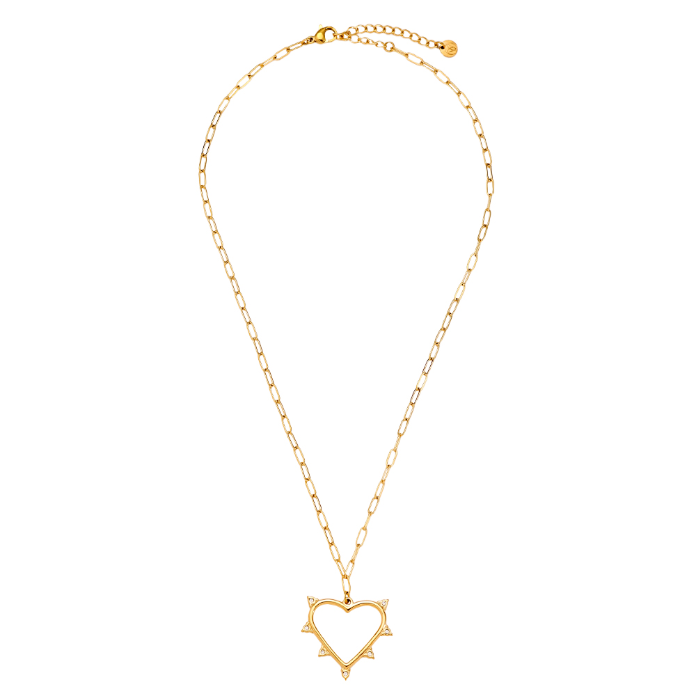 Edelstahl Halskette 41cm Mini Diamond Around Heart