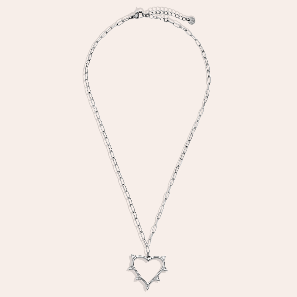 Edelstahl Halskette 41cm Mini Diamond Around Heart