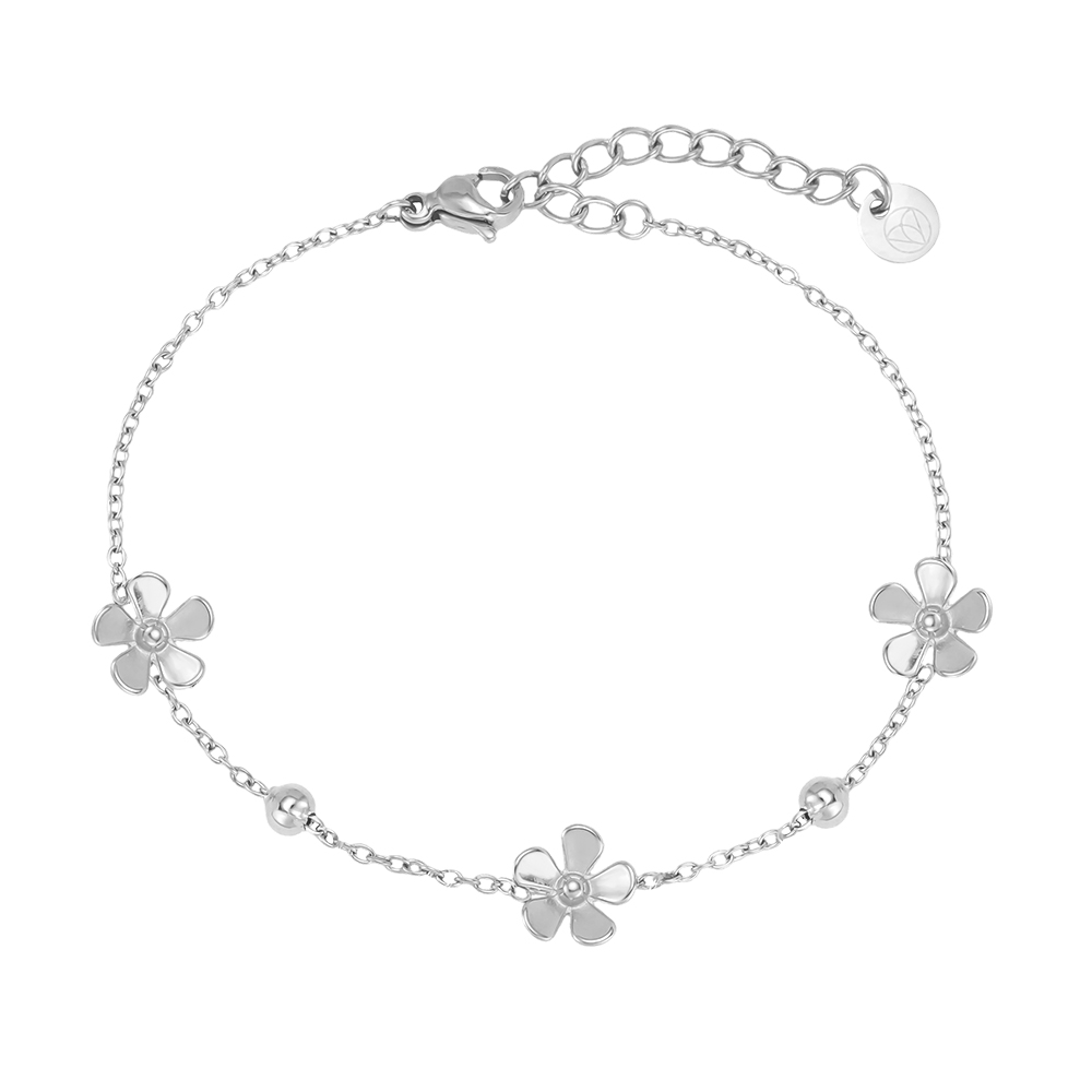Edelstahl Armband 17cm drei Blumen