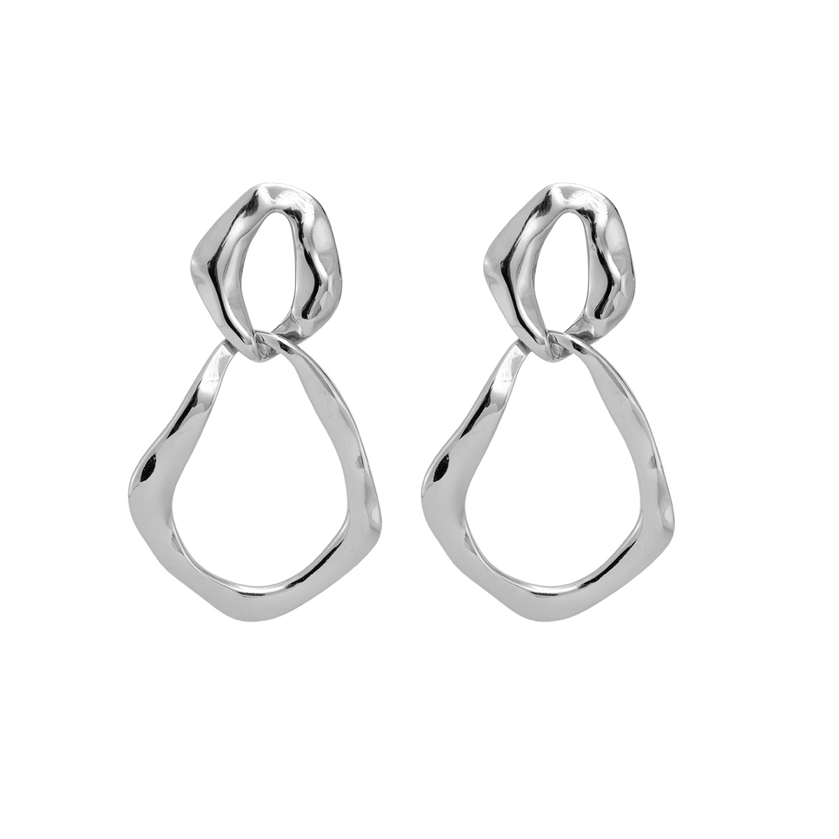 Edelstahl Ohrringe Two Super Shining Irregular Rings