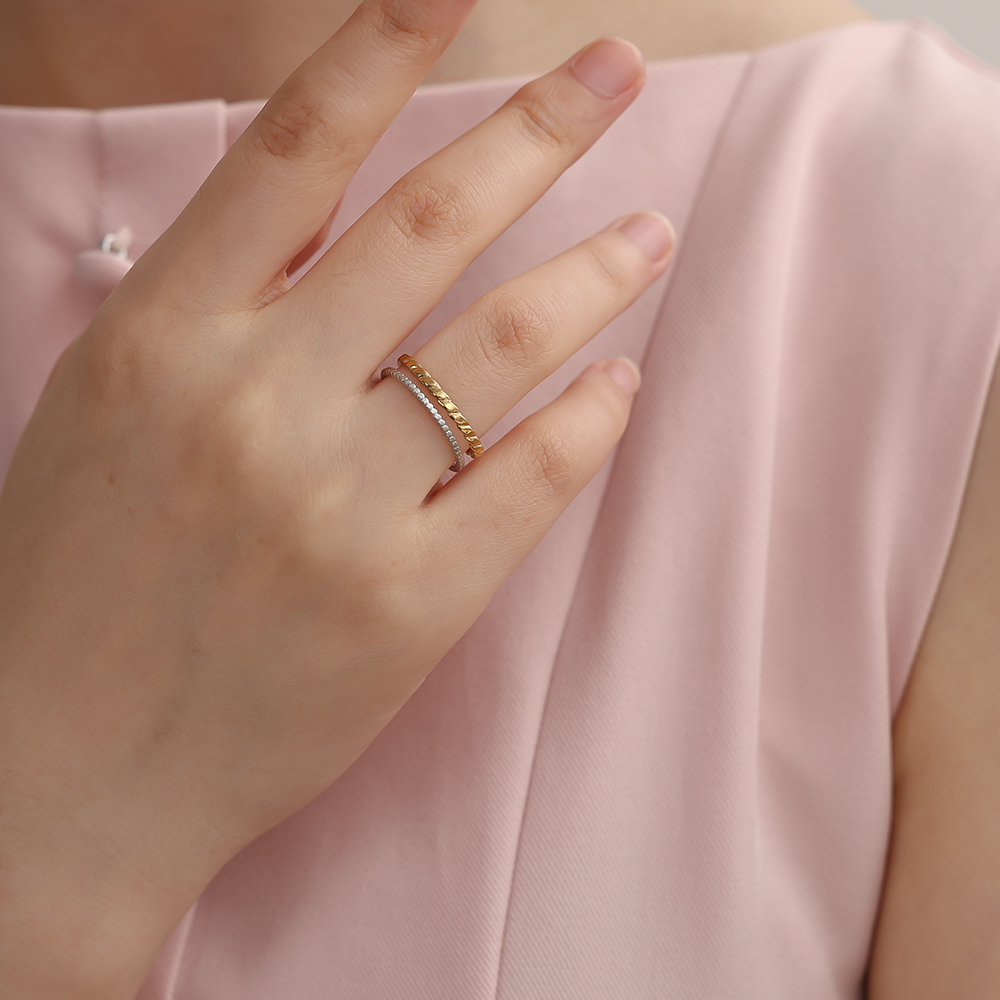 Two Thin Layer Twisted Edelstahl Ring   