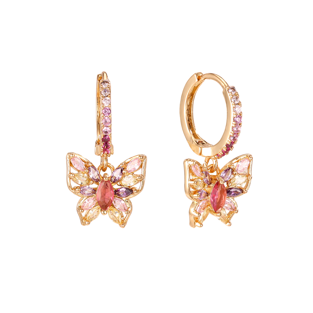 Vergoldete Ohrringe 22mm Zirkonia Schmetterling