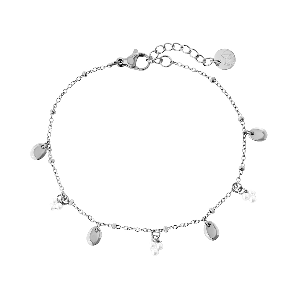17cm Pearl Flower And Dot Edelstahl Armband   