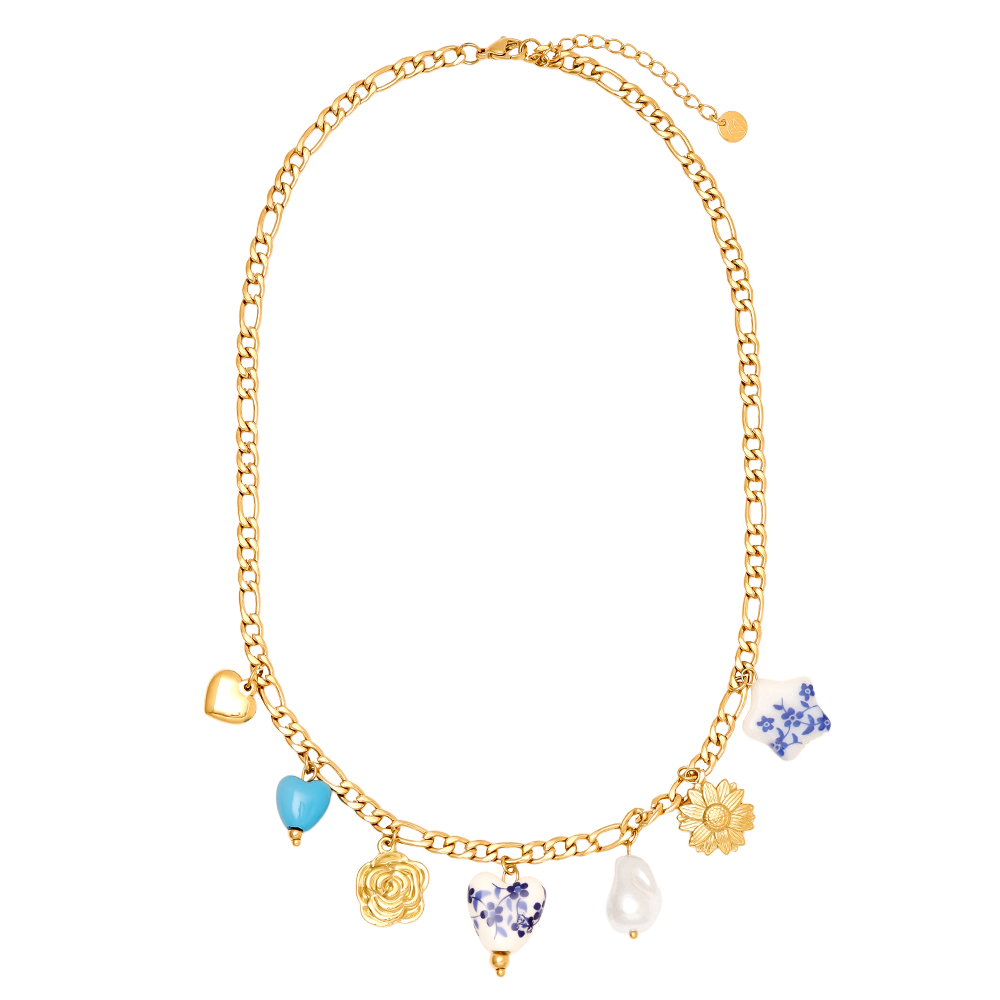 41cm Fancy Charms Edelstahl Halskette     