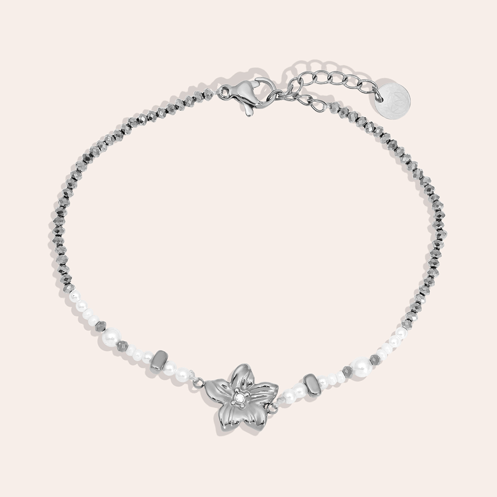 17cm Nice Flower And Pearl Edelstahl Armkette     