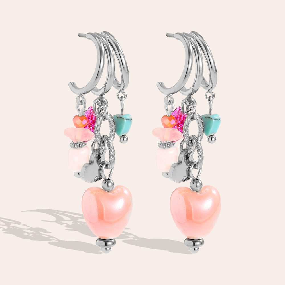 43*11mm Bunte Acryl Herz Edelstahl Ohrringe
