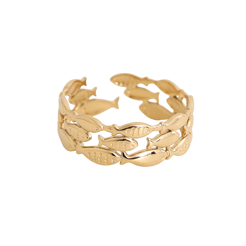 Verstellbarer viele kleine Fische Edelstahl Ring       