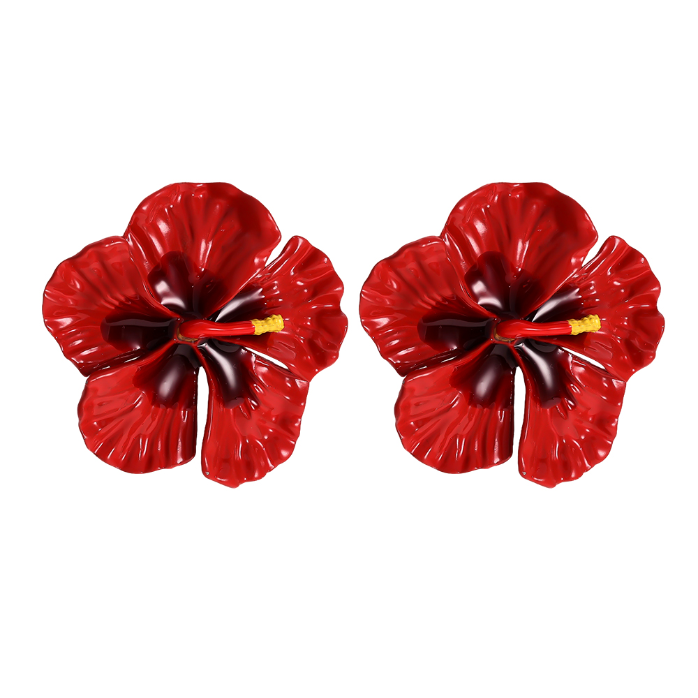 Ohrringe 45mm Rot Blume