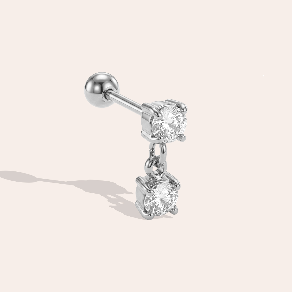 Edelstahl Piercing 10mm Mini Zirkonia Rund