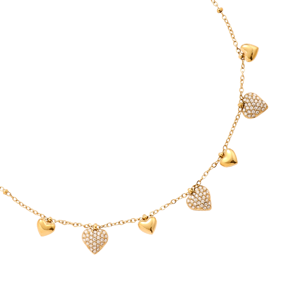 40cm Many Sweet Hearts Edelstahl Halskette     