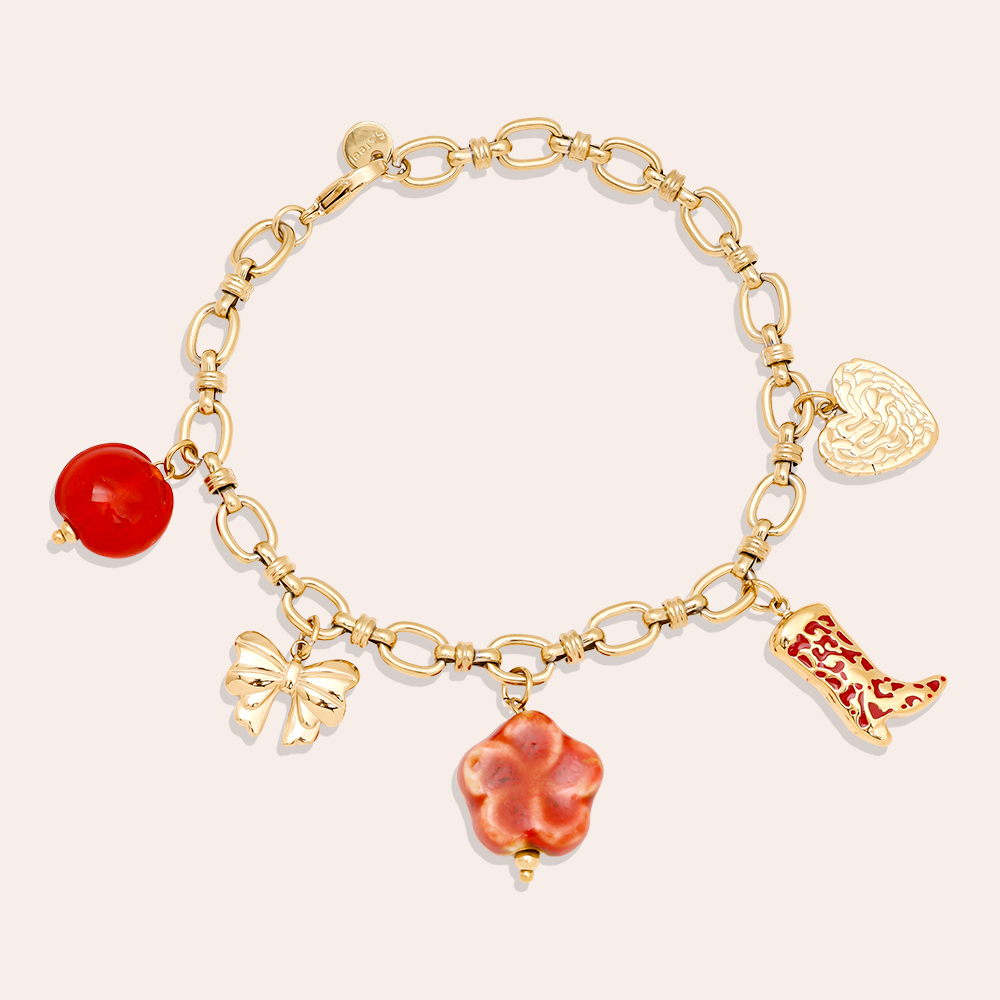 Edelstahl Armkette 17cm Red Charms 2.0