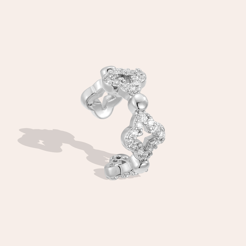 15mm Kleeblatt Zirkonia Vergoldete Ear-cuffs