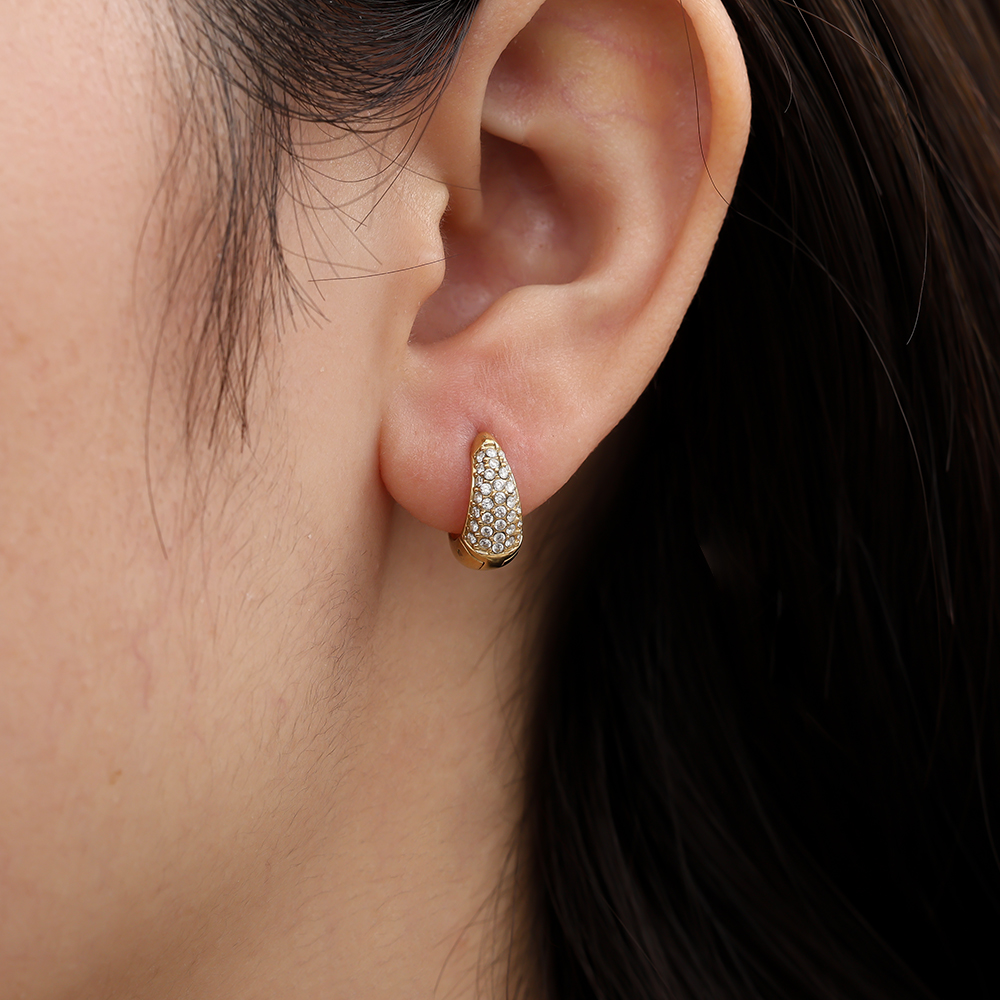8mm Diamond Drop Hoop Edelstahl Ohrringe    