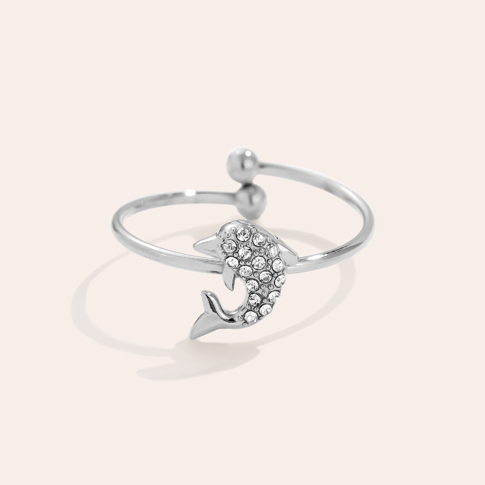 Diamond Dolphin Edelstahl Ring          