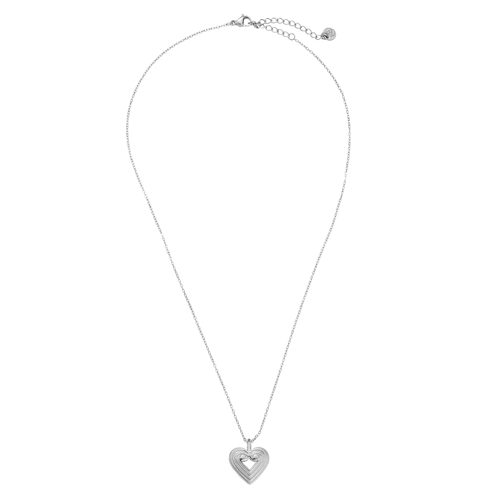 38cm Striped Heart Edelstahl Halskette    