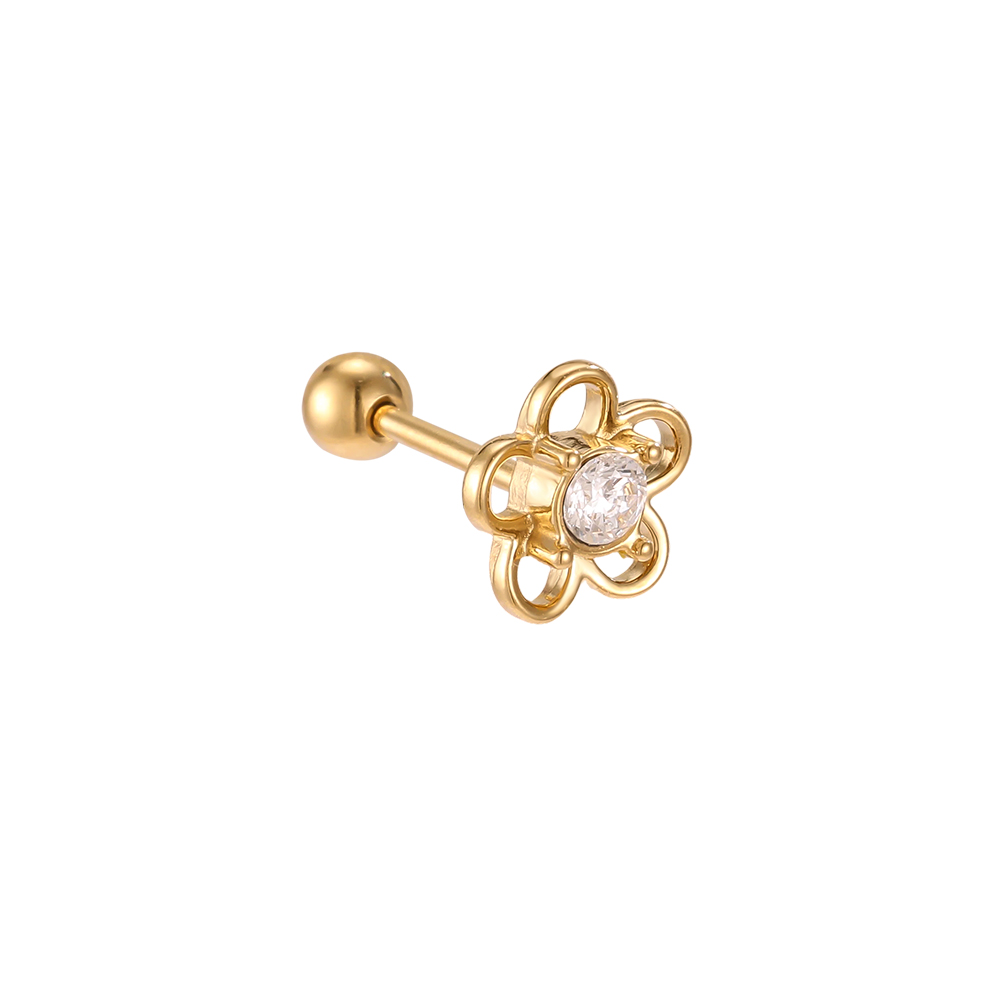 Edelstahl Piercing 6mm Mini Zirkonia Blume 