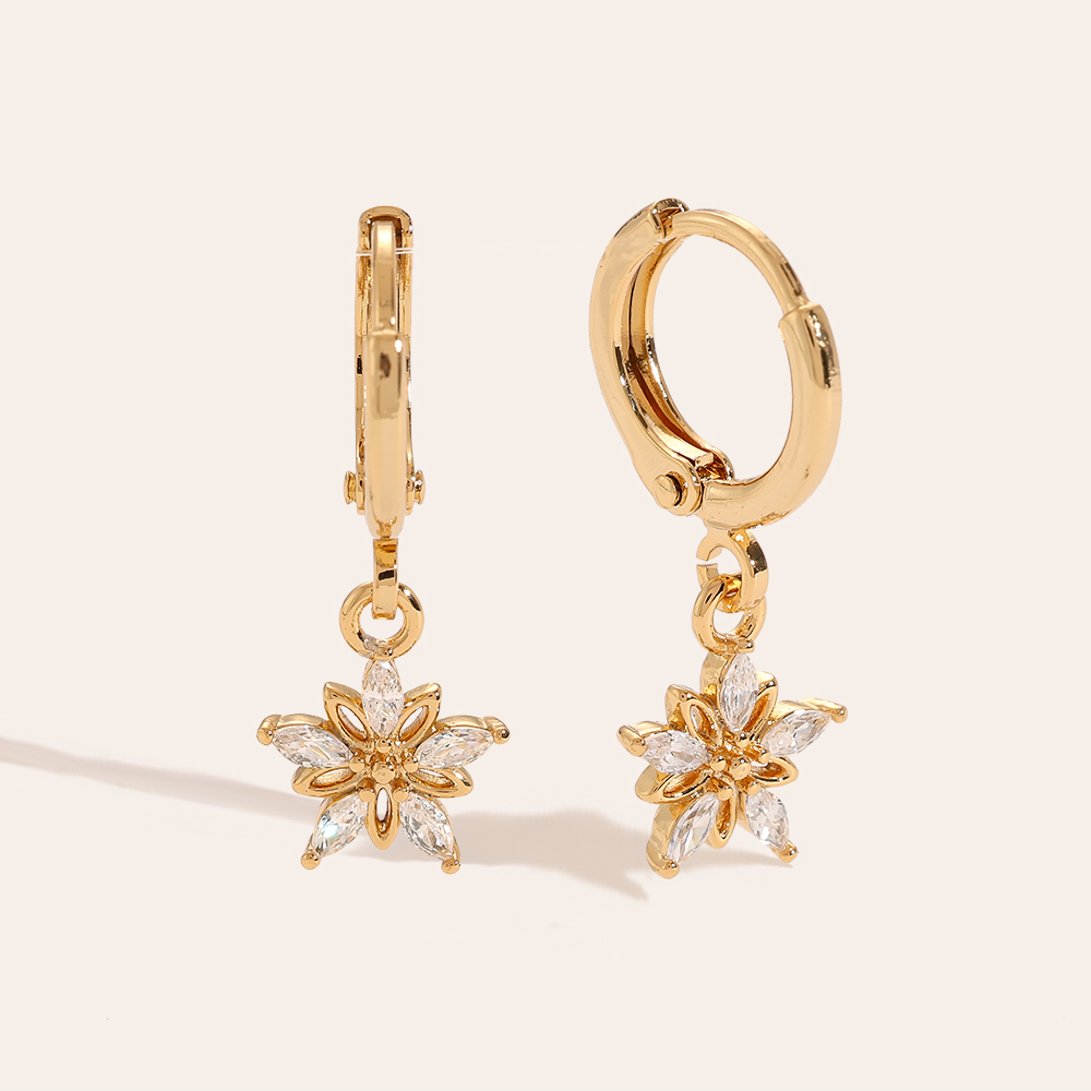 Vergoldete Ohrringe Diamond And Hollow Flower