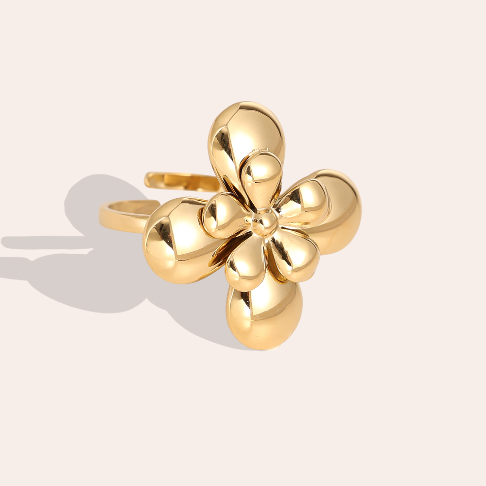 Verstellbarer mehrlagiger Blumen Edelstahl Ring 