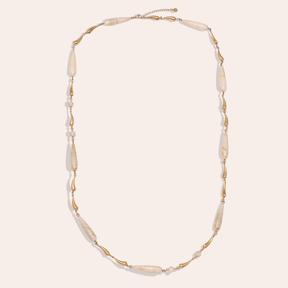 97cm Long Drop Resin Edelstahl Halsketten   