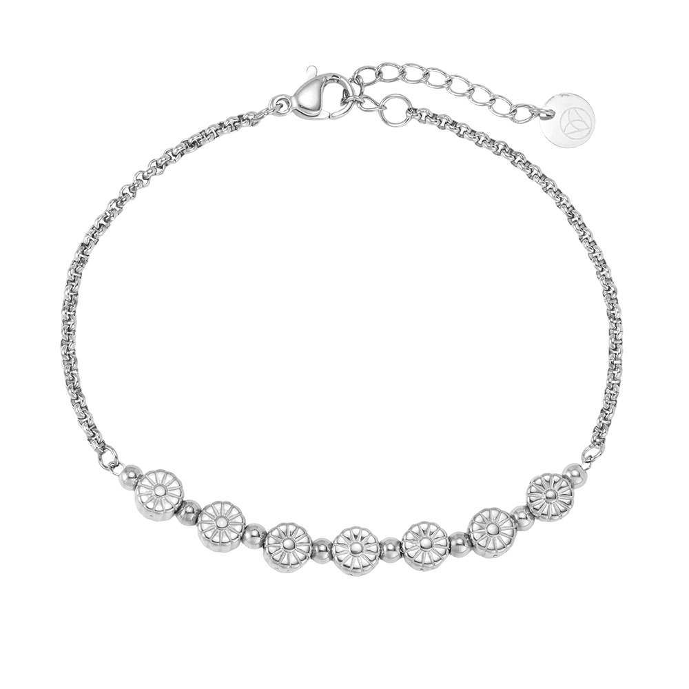 Edelstahl Armband 17cm einige kleine Blumen