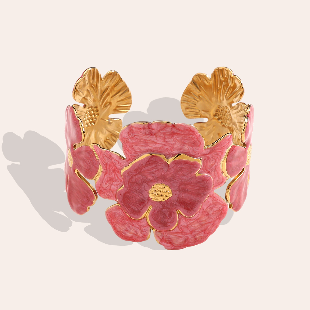 Edelstahl Armband Verstellbarer schöne große Blumen