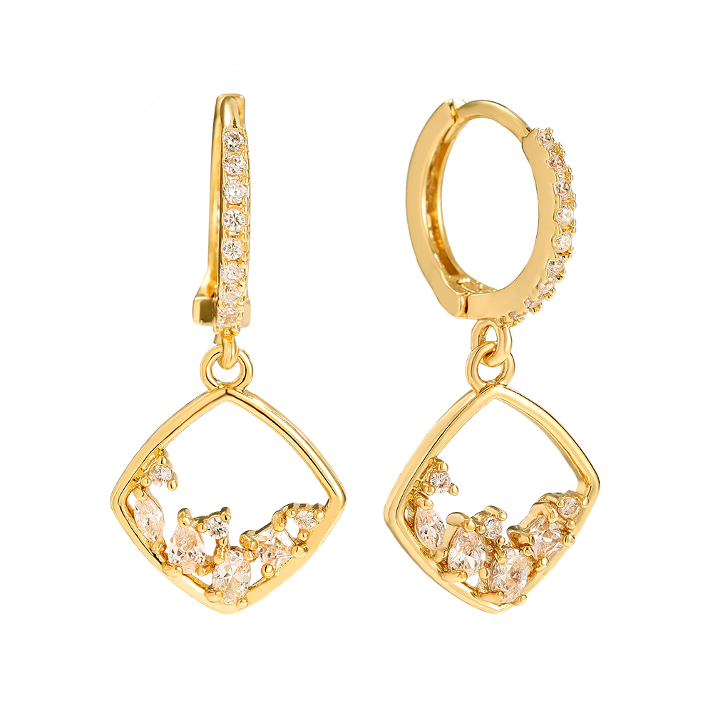 27mm Lovely Diamonds Frame Vergoldete Ohrringe   