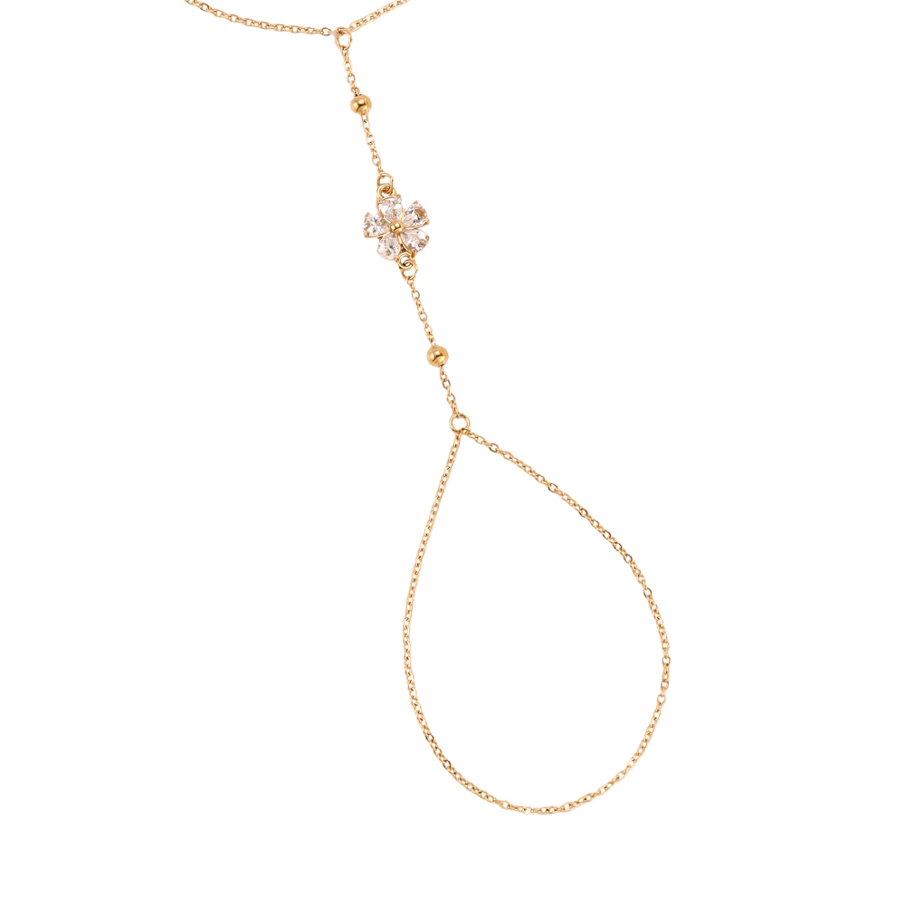 17cm Zirkonia Blume Handkette Edelstahl Armband    