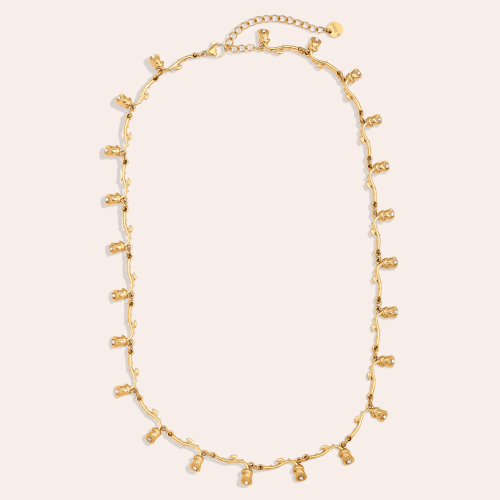 40cm Nice Rose Chain Edelstahl Halskette      