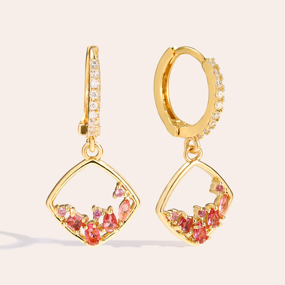 27mm Lovely Diamonds Frame Vergoldete Ohrringe   
