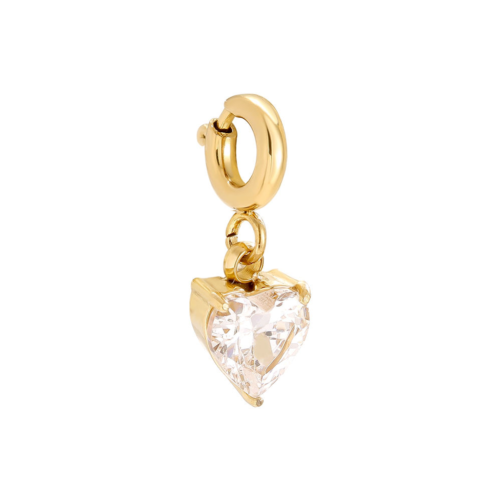 8mm Spring Clasp Diamond Heart Edelstahl Pendant      