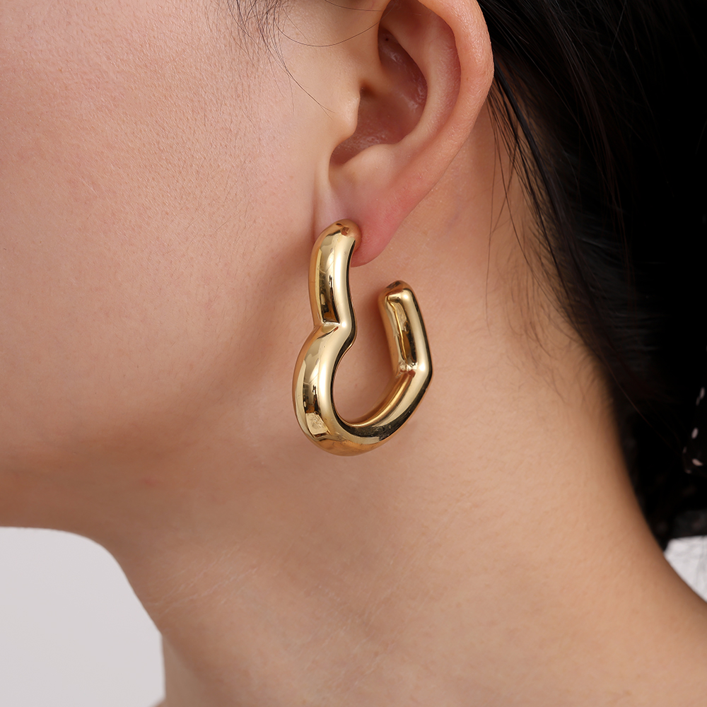 4cm Great Heart Hoop Edelstahl Ohrringe          