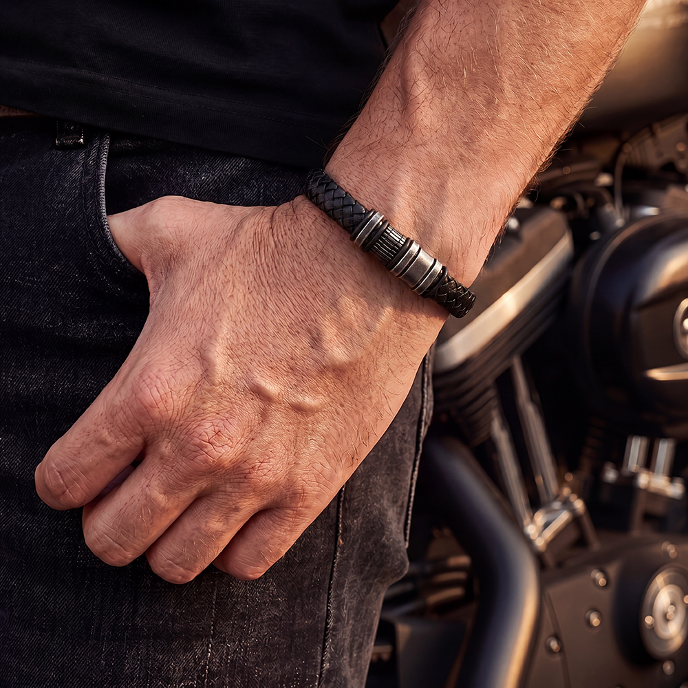  Edelstahl Armband PU Klassiker