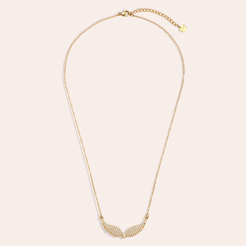 43cm Engelsflügel Zirkonia Edelstahl Halskette