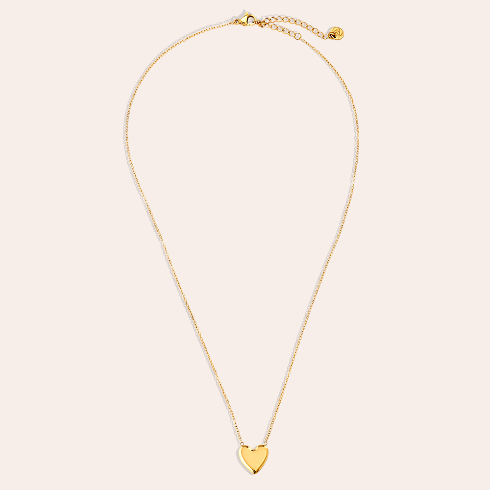 38cm Simple Heart Edelstahl Halskette  