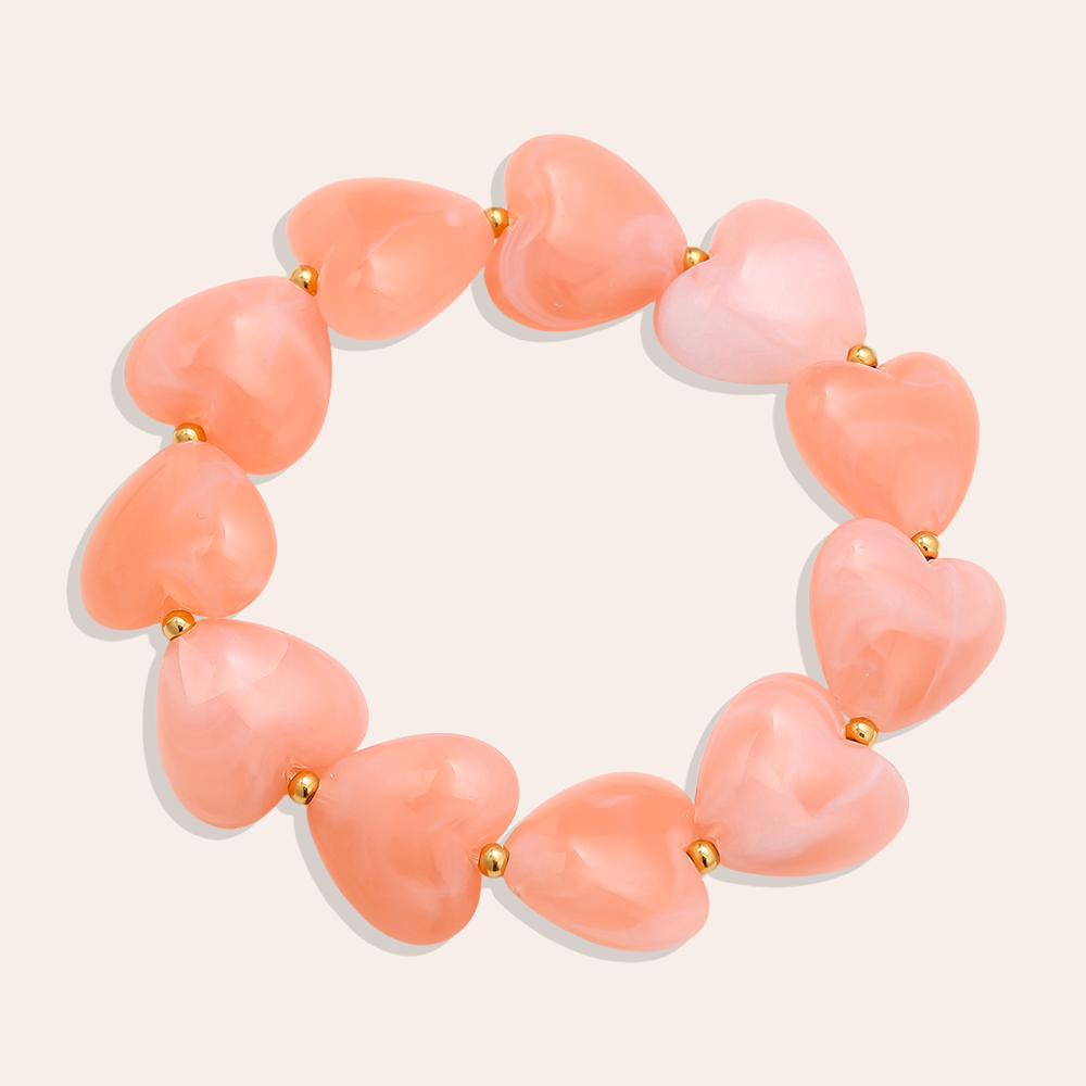 Elastic Acrylic Heart Chain Edelstahl Armkette       