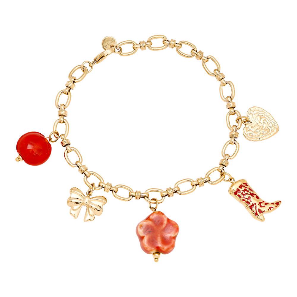 Edelstahl Armkette 17cm Red Charms 2.0