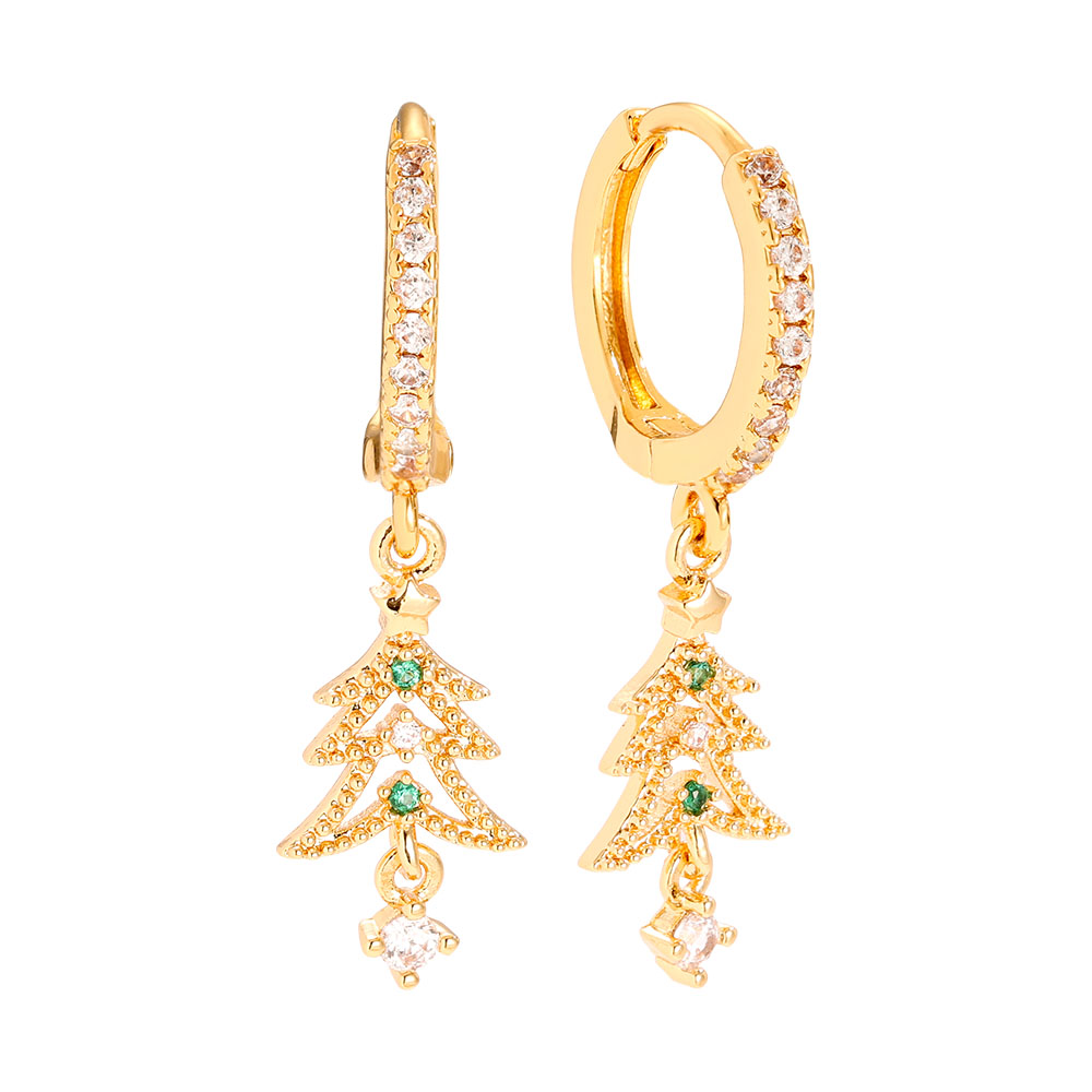 28mm Diamond Xmas Tree Vergoldete Ohrringe 