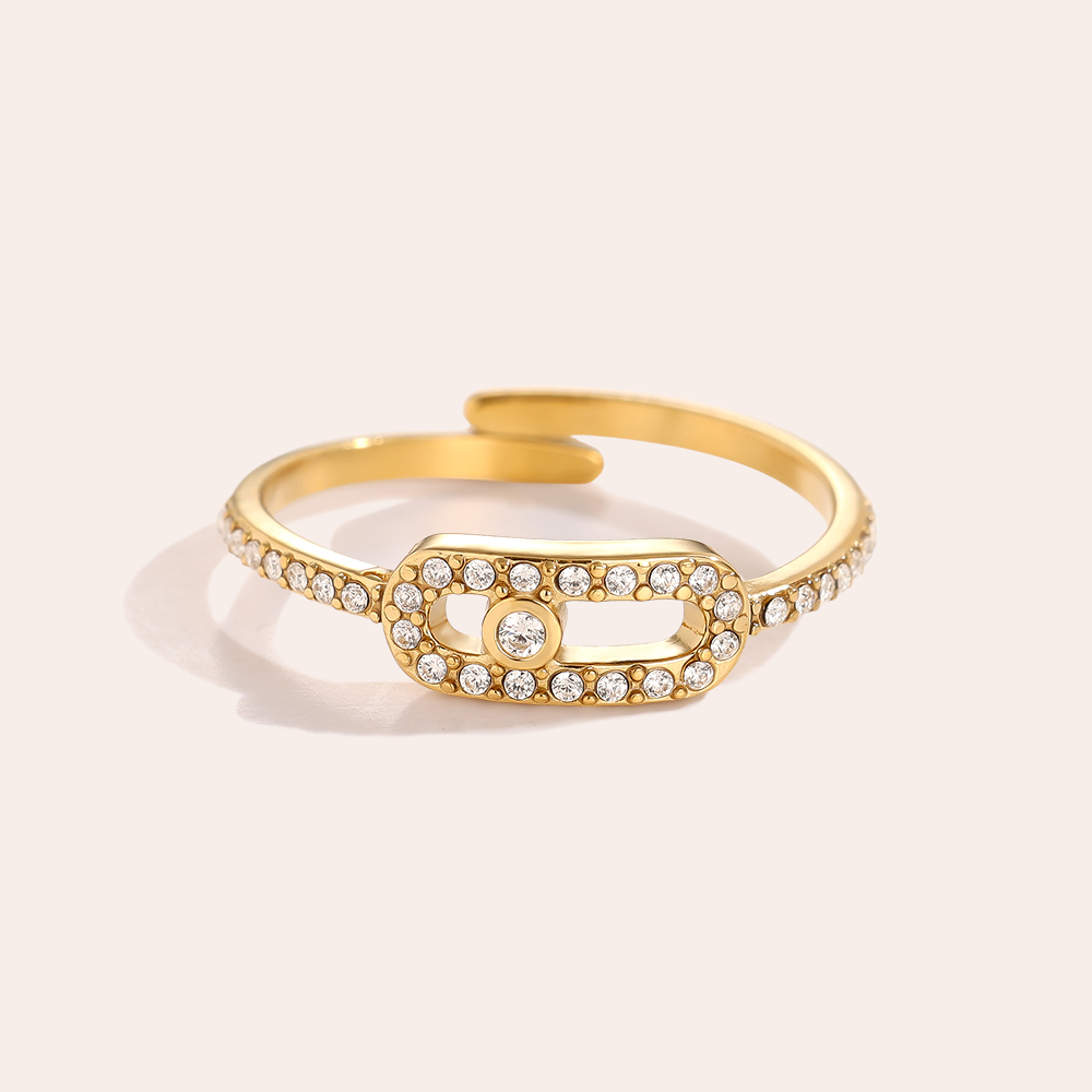 Diamond Cube Eye Edelstahl Ring     