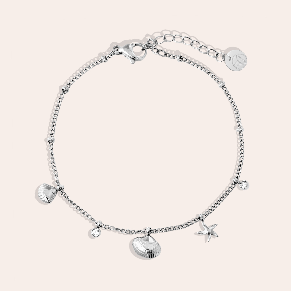 17cm Ocean And Diamond Dots Edelstahl Armband   