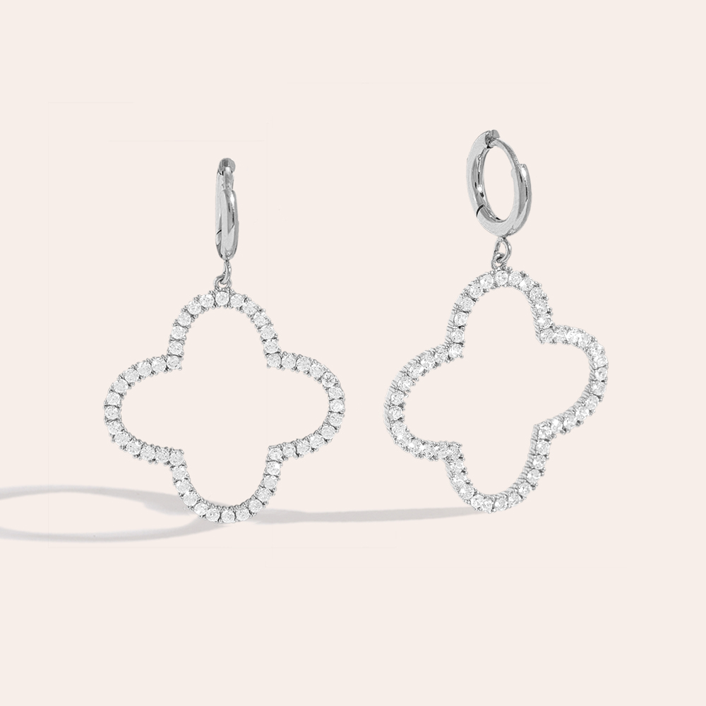 Sparkling Hollow Diamonds Clover Edelstahl Ohrringe   