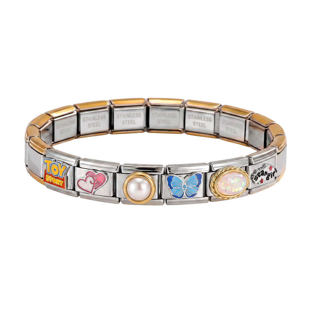 verstellbarer Modular Charms Edelstahl Armband    