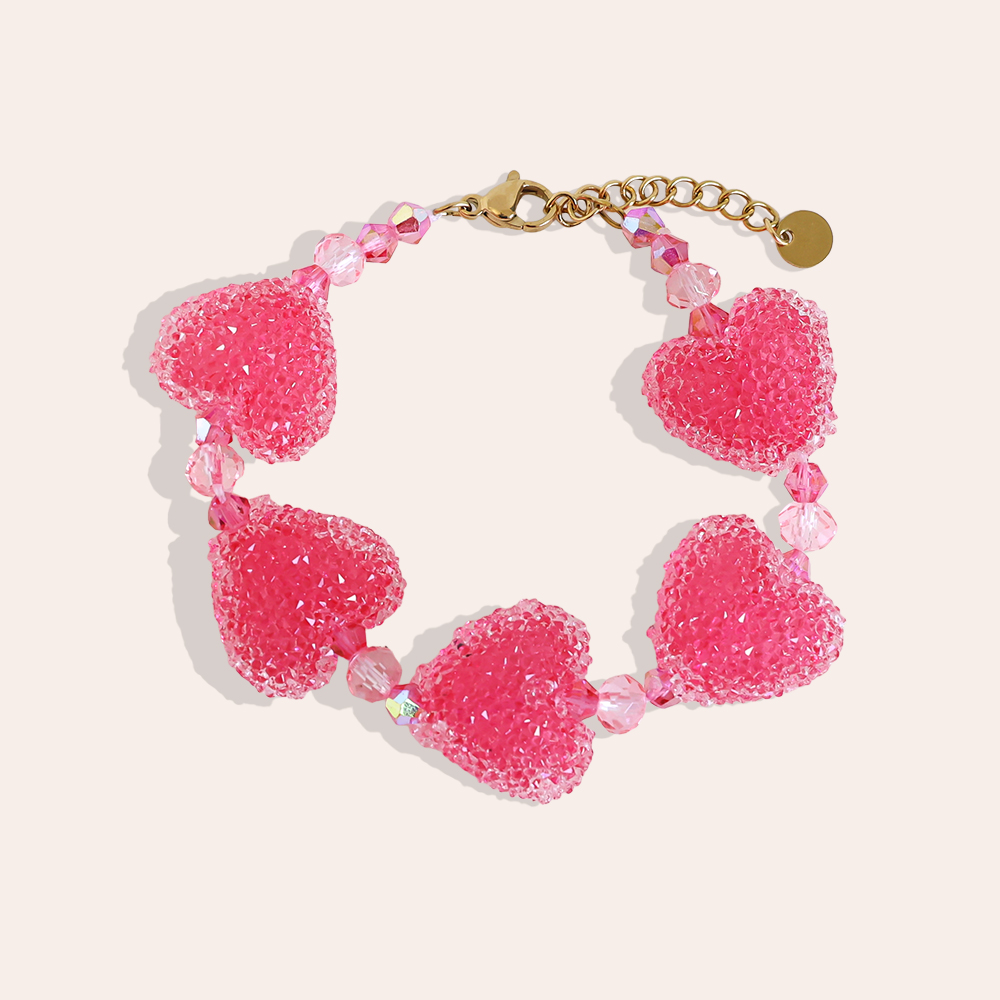 17cm Acrylic Pink Heart Chain Edelstahl Armkette        