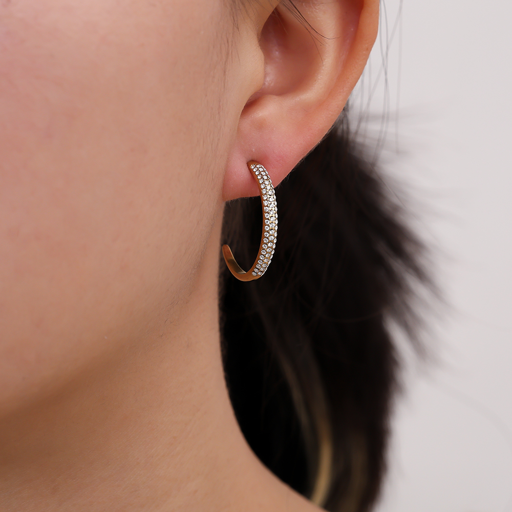 24mm Half Diamond Hoop Edelstahl Ohrringe      