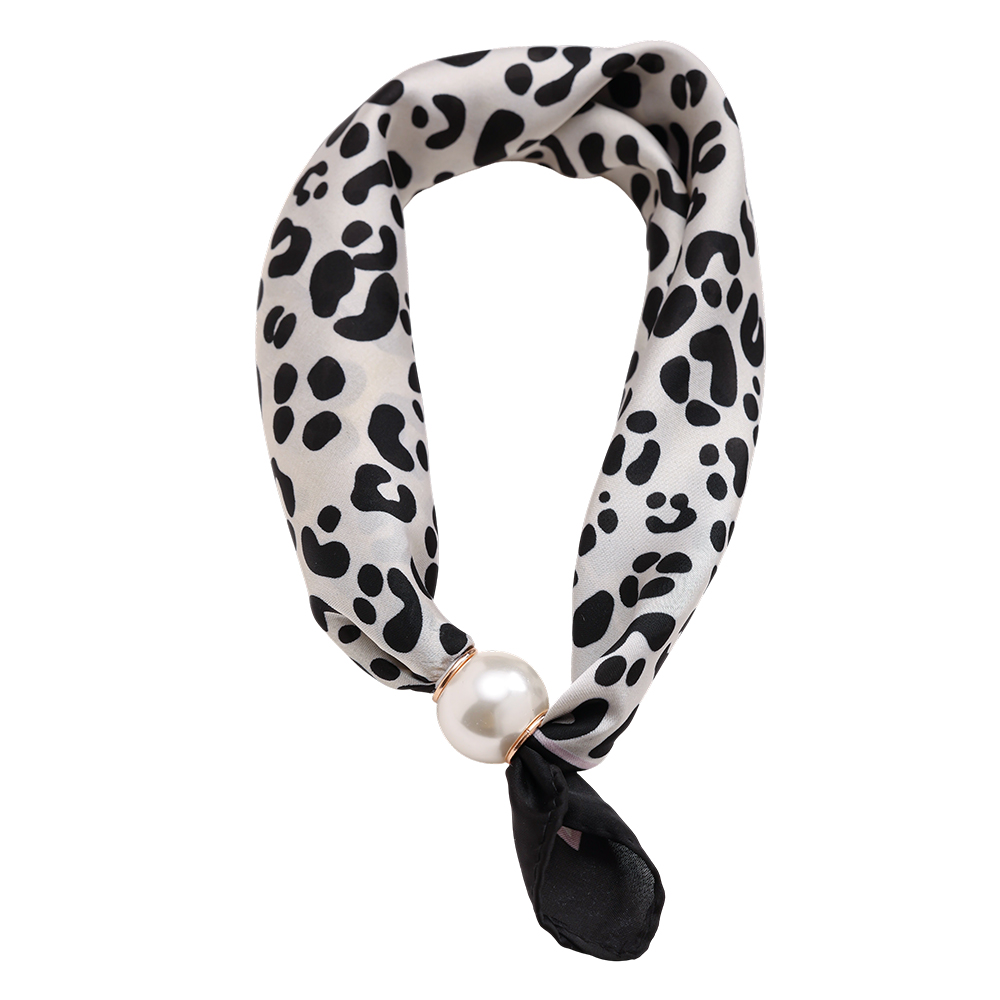 43cm Schwarz Leopardenmuster Perlen Schal   