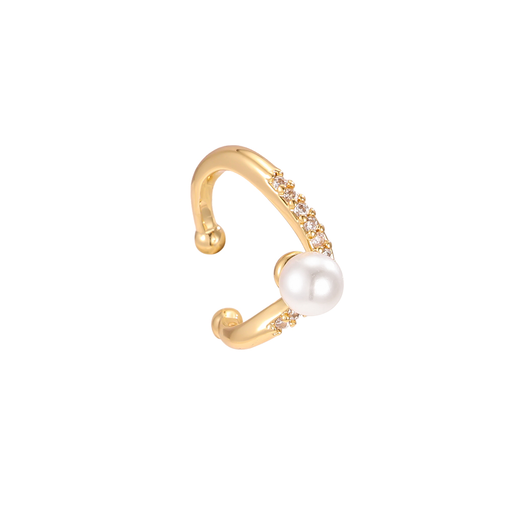 Vergoldete Ear-cuffs 15mm Zirkonia  Kleine Perle